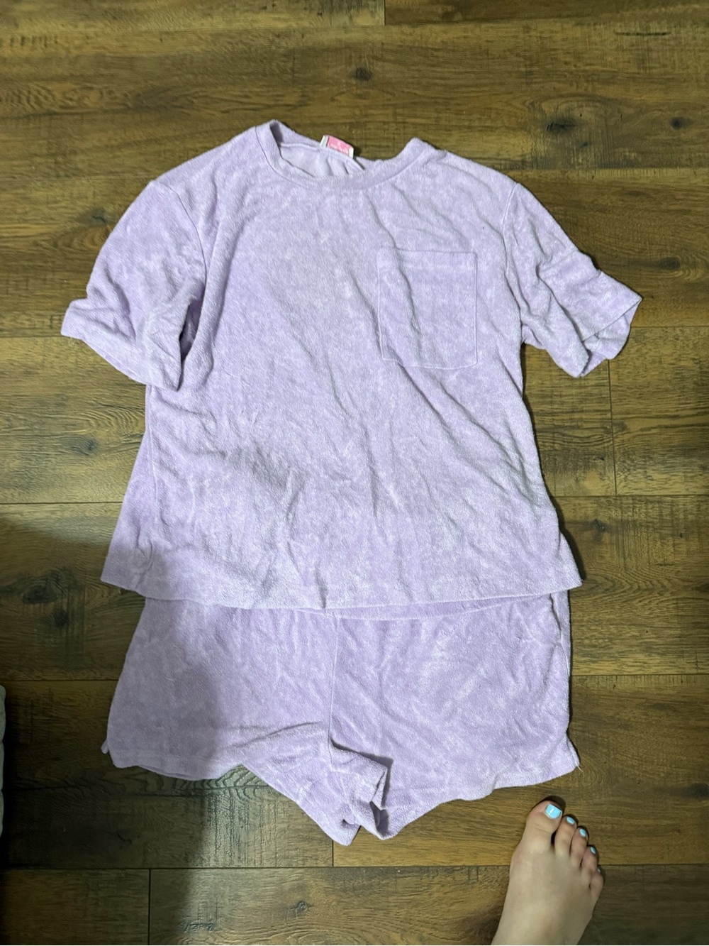 Pink Lily Lilac Terry Short Pajama Set